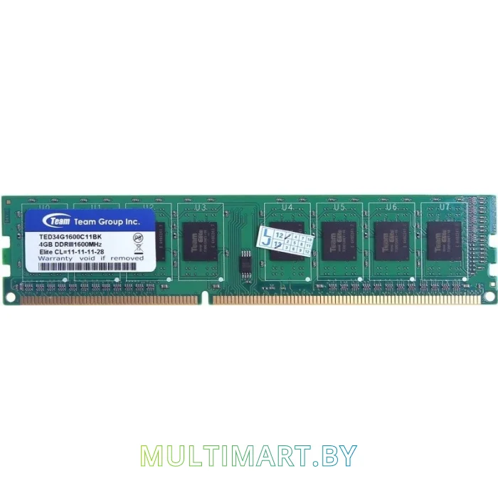 Оперативная память Team Elite 4GB DDR3 PC3-12800 (TED34G1600C11BK)